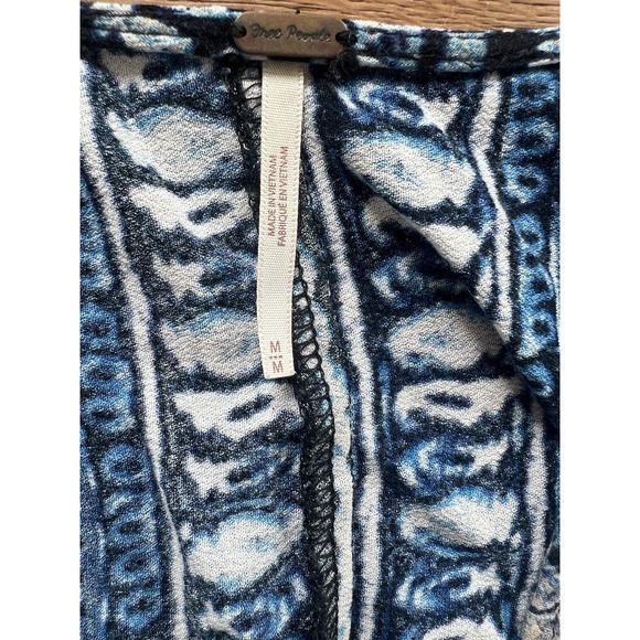 Free People Womens‎ Medium Blue Long Sleeve Deep V Neck Cropped Top - Picture 7 of 13